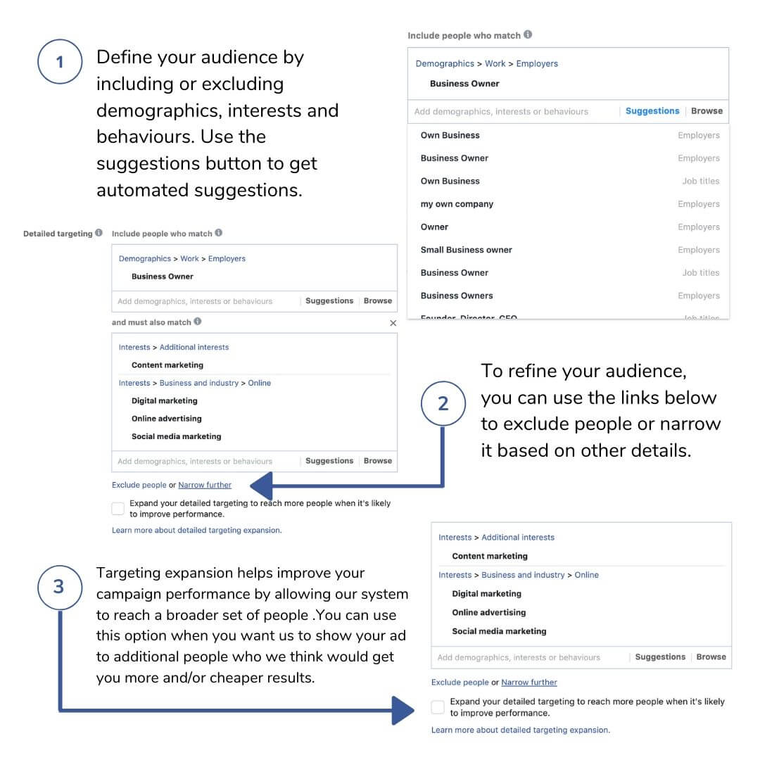 Facebook Ads FLM Marketing selecting Target Group